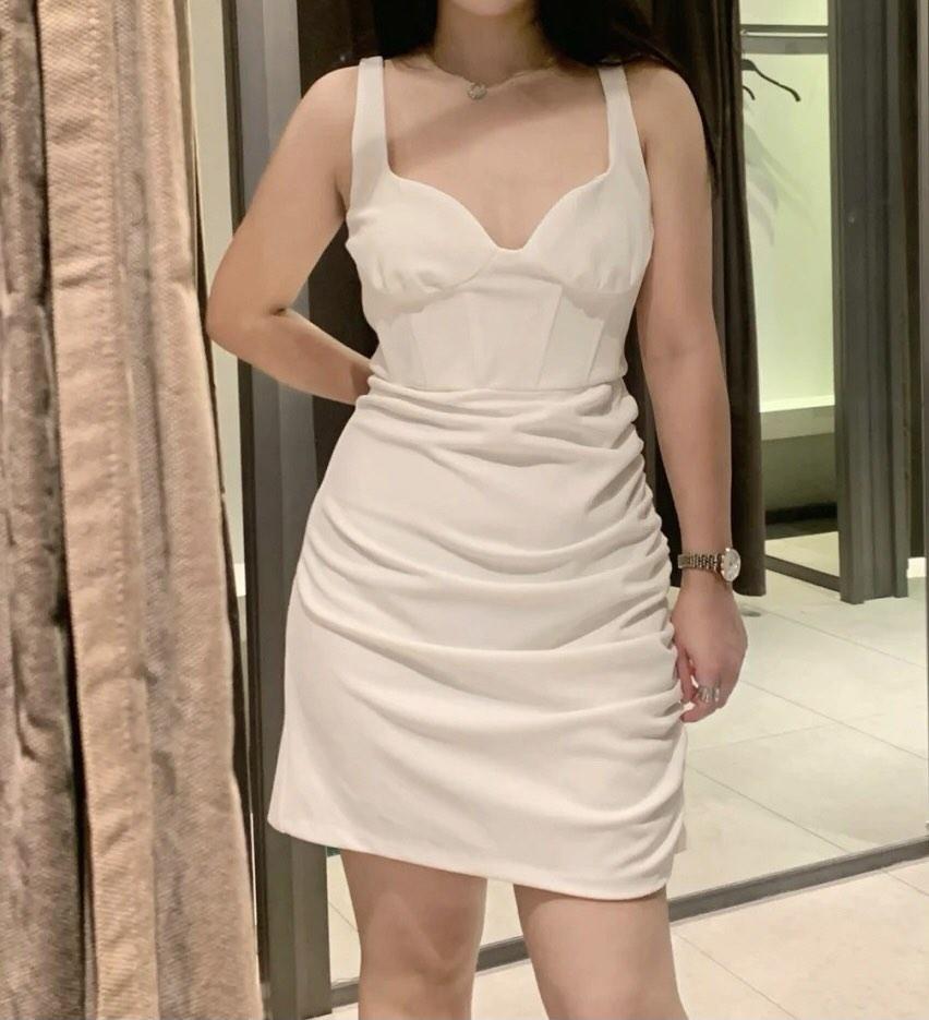 Zara White Corset Dress, Women's Fashion, Dresses & Sets, Dresses on Carousell