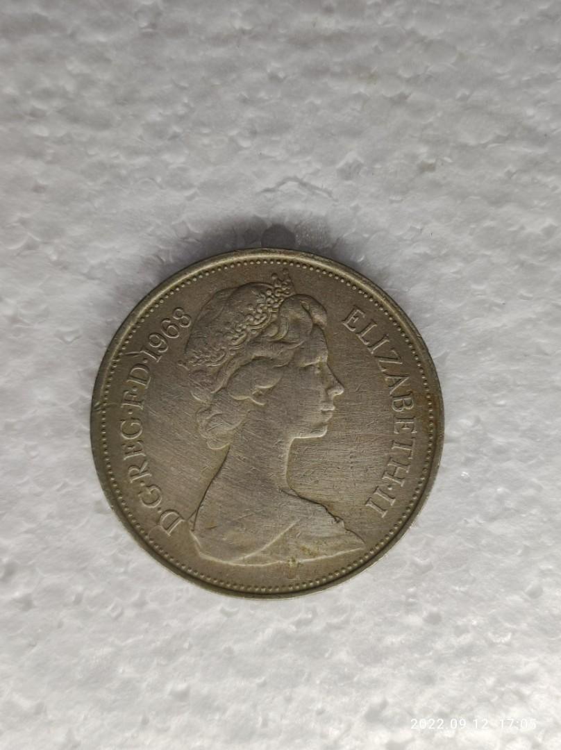 1個英國1968舊錢幣，10便士(10 pence)。Queen Elizabeth 2 英女皇伊利沙伯二世頭像舊錢幣, 其他, 其他-  Carousell