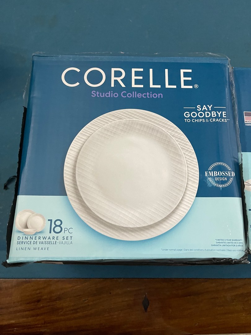 18pc Corelle Studio Linen Weave dinnerware set, Furniture & Home Living