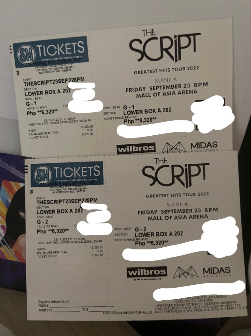 2x The Script Tickets LBA, Tickets & Vouchers, Event Tickets on Carousell