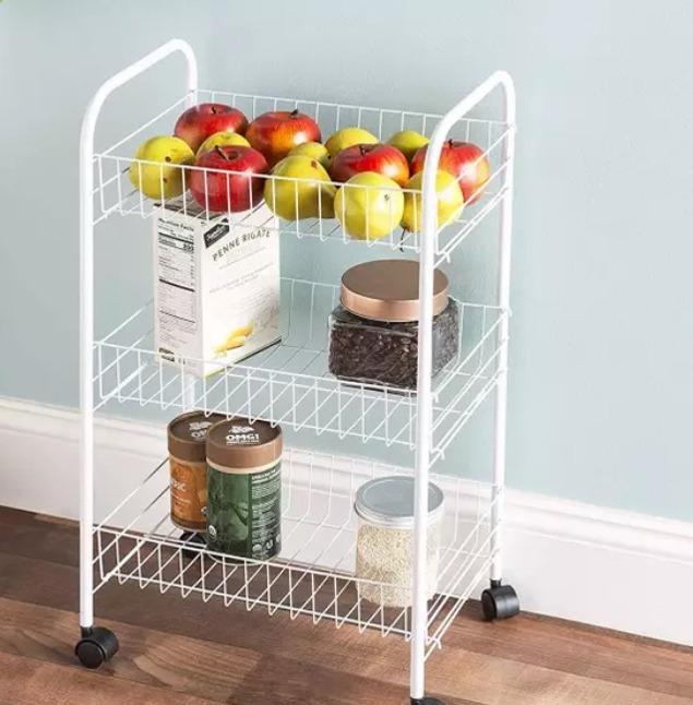 3 Tier Storage Cart Kitchen Rack Movable with Wheels Organizer Storage