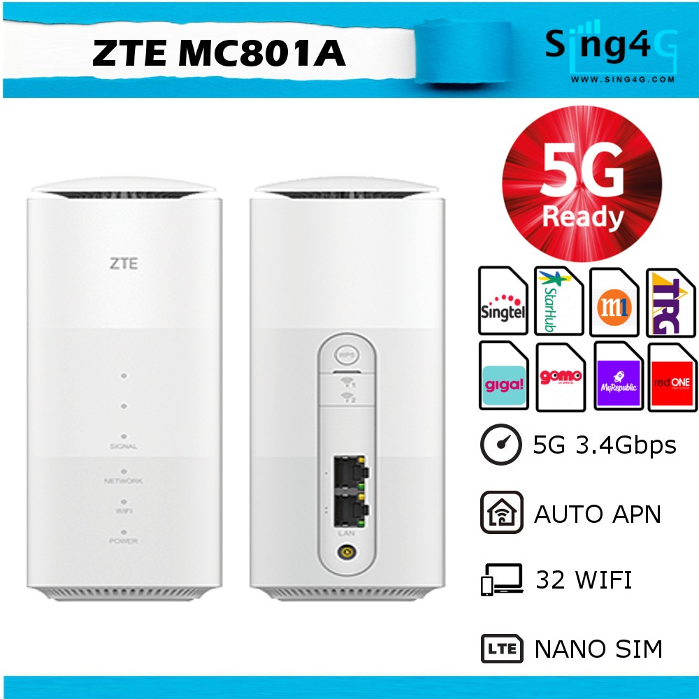 (NEW) 5G 3.4Gbps Sim Router ZTE MC801A Support all Sim Global Version ...