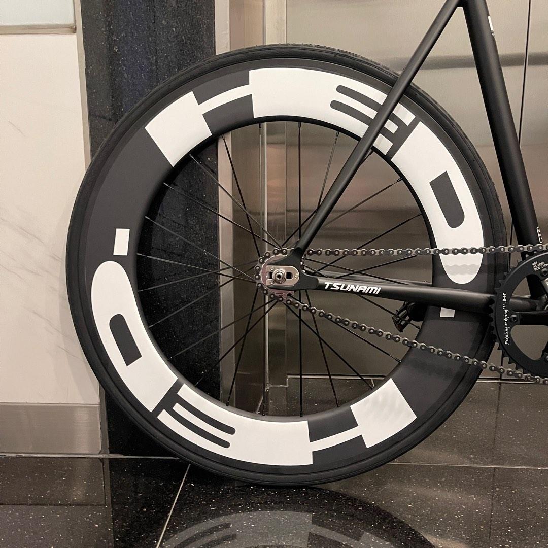 88mm carbon wheel for fixie bike fixed gear bike single bike HED sticker light weight rear wheel only impressive design aero