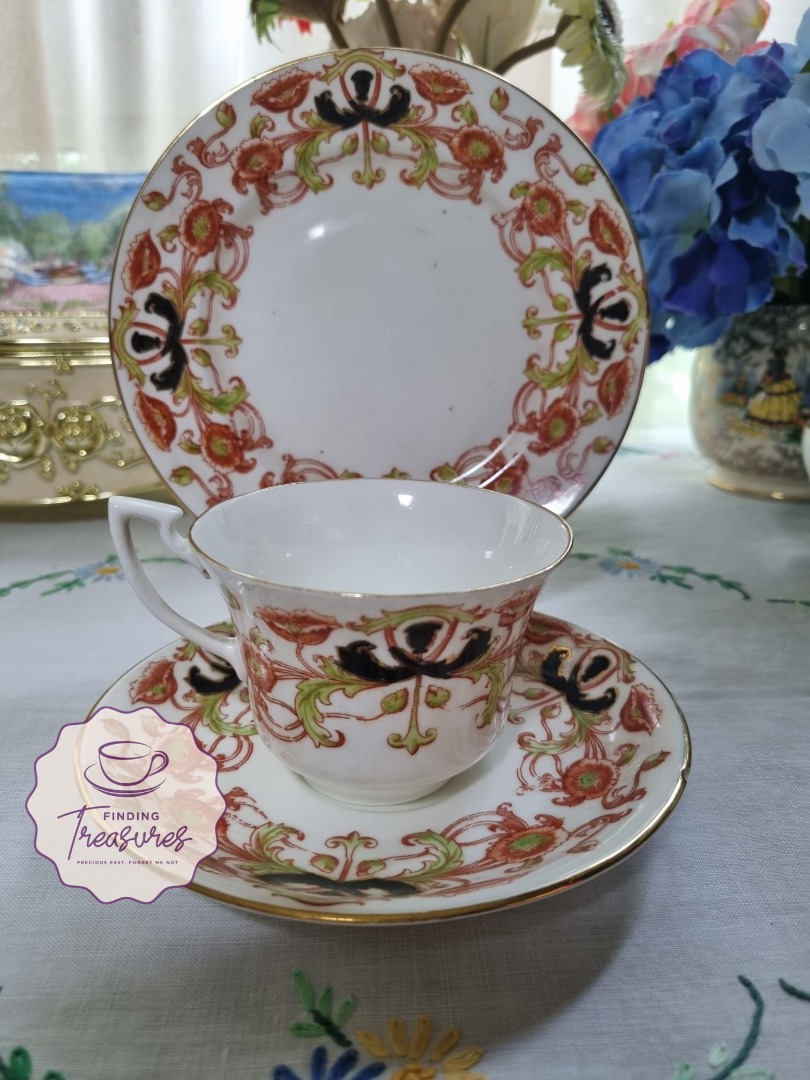 Antique 'Art Nouveau' Tea Trio Osborne China England, Hobbies & Toys