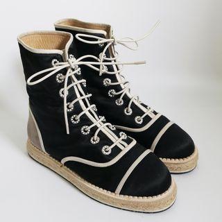 Authentic CHANEL Satin Espadrille Boots