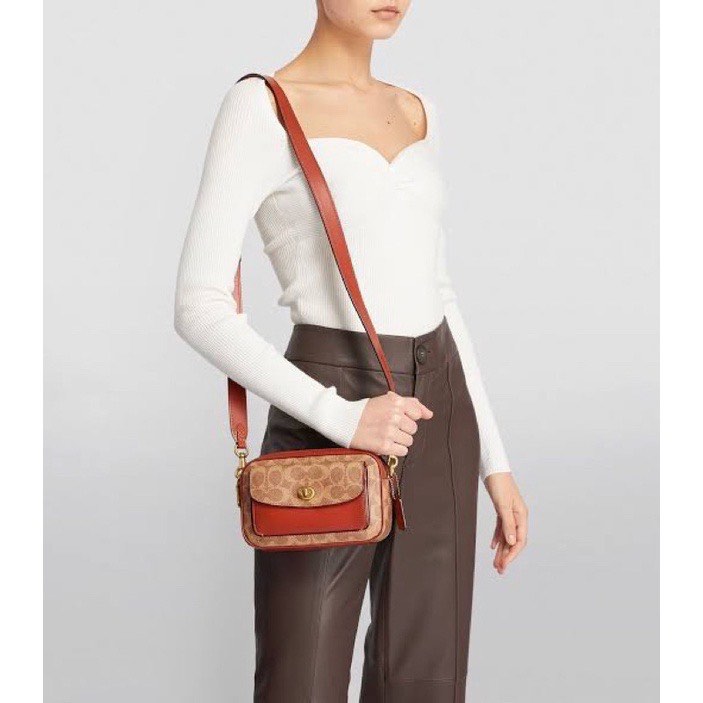 Coach Coated Canvas Signature Willow Shoulder Bag, B4/Tan Rust, One Size:  Handbags