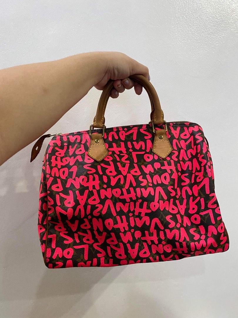 Louis Vuitton Speedy 30 Pink Brown Graffiti Sprouse Carryall Top