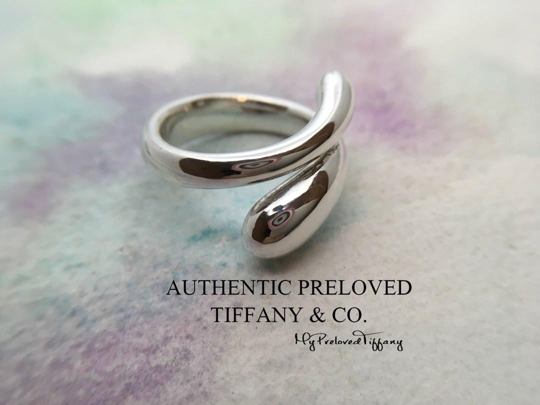 Authentic Tiffany Co. Elsa Peretti Teardrop Silver Ring Size 6