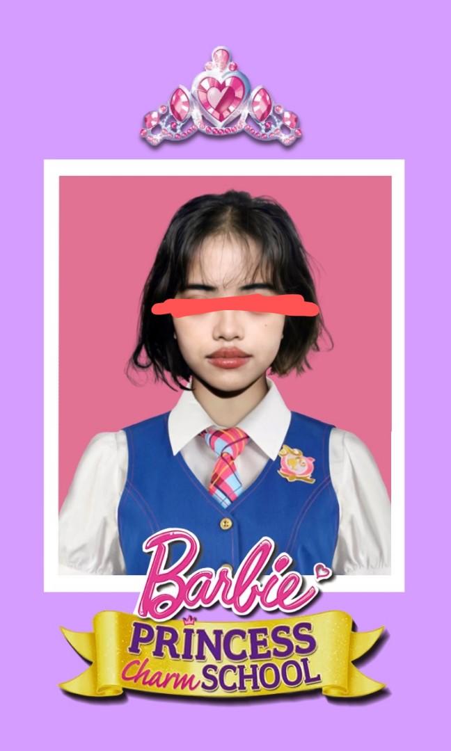 Barbie Princess Charm School 1x1 picture ID uniform Costume, Women's