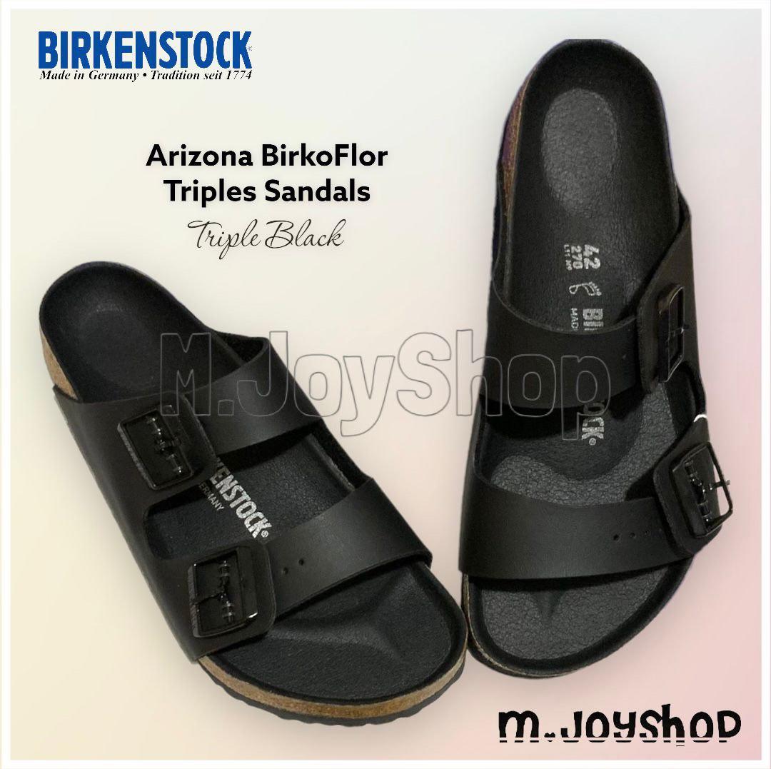 Birkenstock Arizona BirkoFlor Triples Sandals - Triple Black Size 42, Men's  Fashion, Footwear, Slippers u0026 Slides on Carousell
