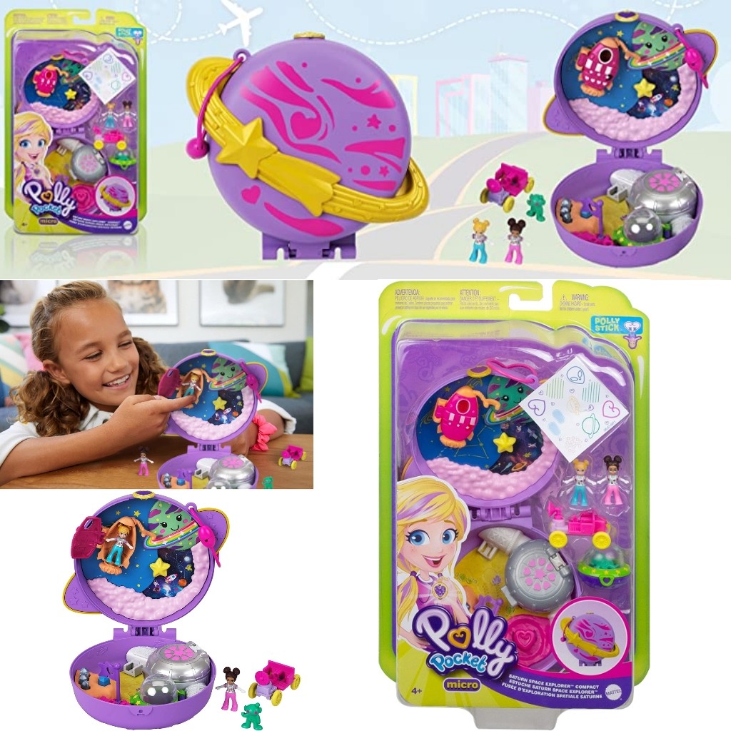 BNIB: Polly Pocket Saturn Space Explorer Compact with Fun Reveals, Micro  Polly and Lila Dolls, Lunar Vehicle, Alien Figure & Sticker Sheet; For Ages  4 Years Old & Up, Hobbies & Toys