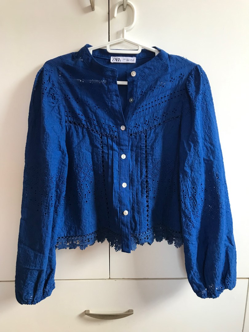 Blue Ornate Long Sleeve Blouse PLT UK - S main image 1