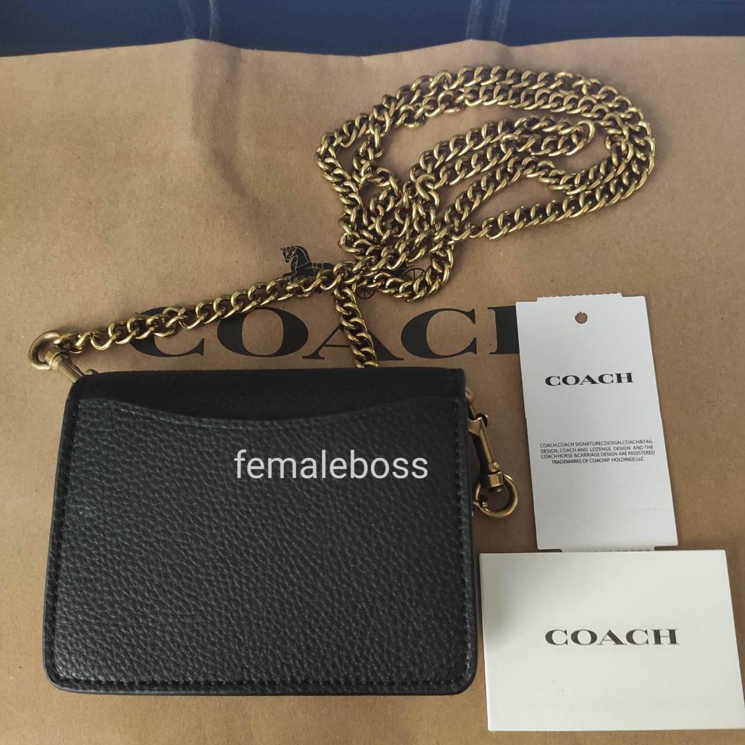 C6718 Coach Half Flap Card Case Black, Women's Fashion, Bags & Wallets
