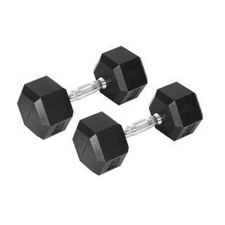 CENTRA 2X RUBBER HEX DUMBBELL 7.5KG HOME GYM EXERCISE WEIGHT FITNESS TRAINING