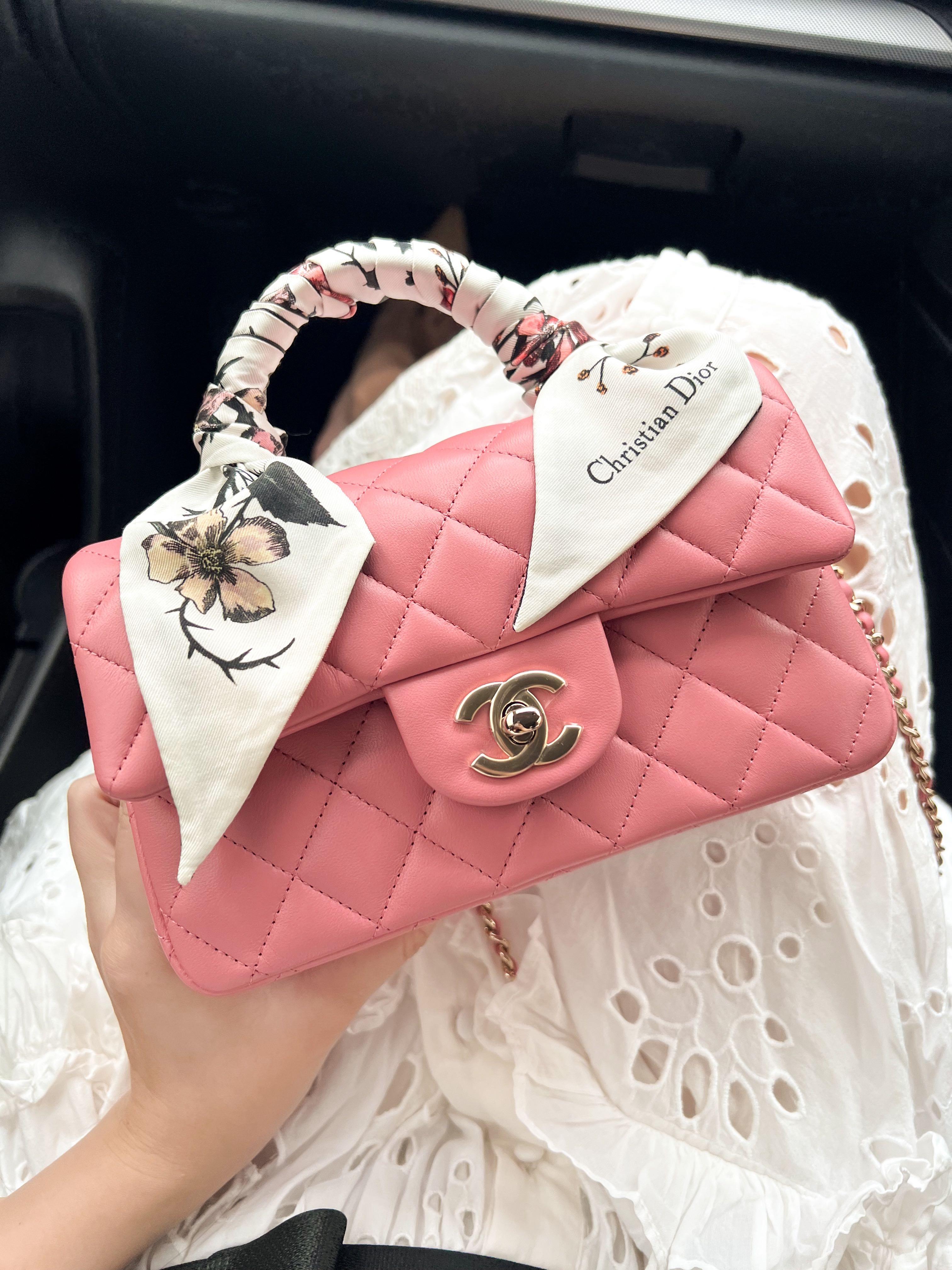 Chanel 22A mini top handle in rose pink, Luxury, Bags & Wallets on
