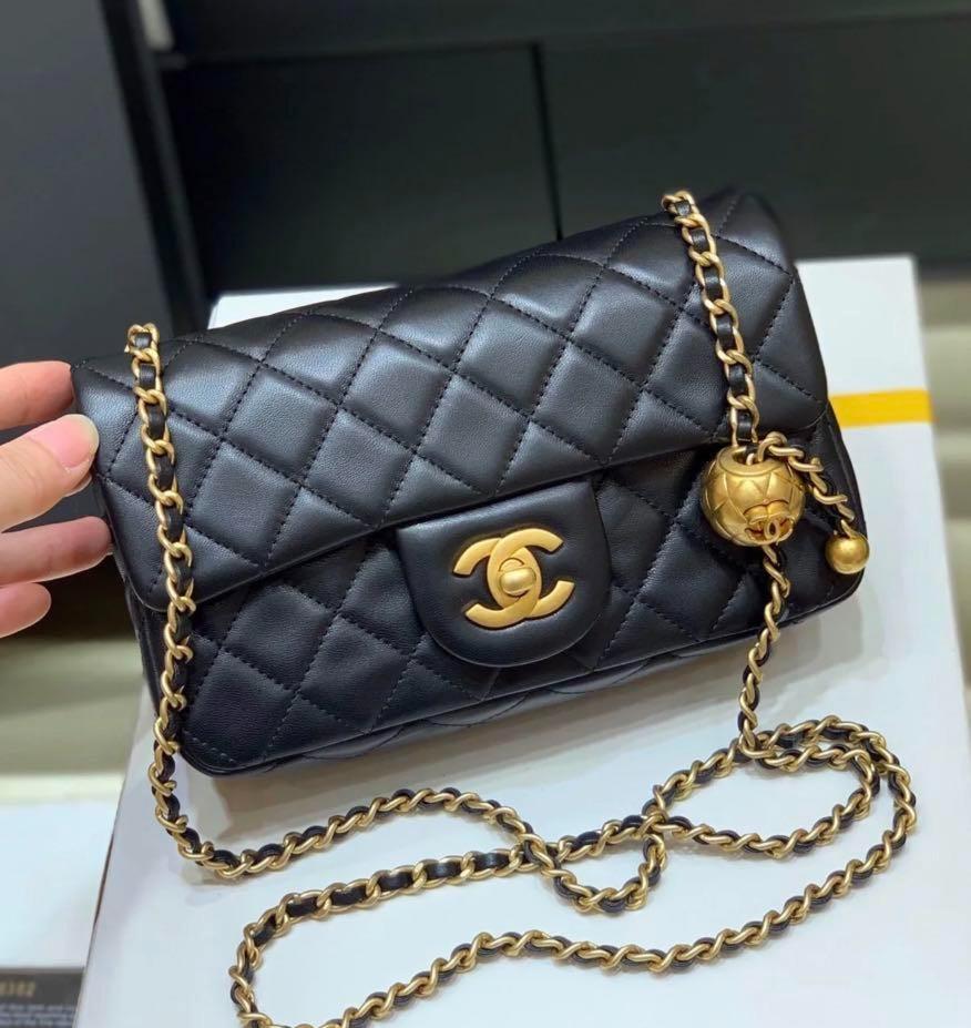 Chanel Mini Square Pearl Crush Blue in Leather with Gold-tone - GB