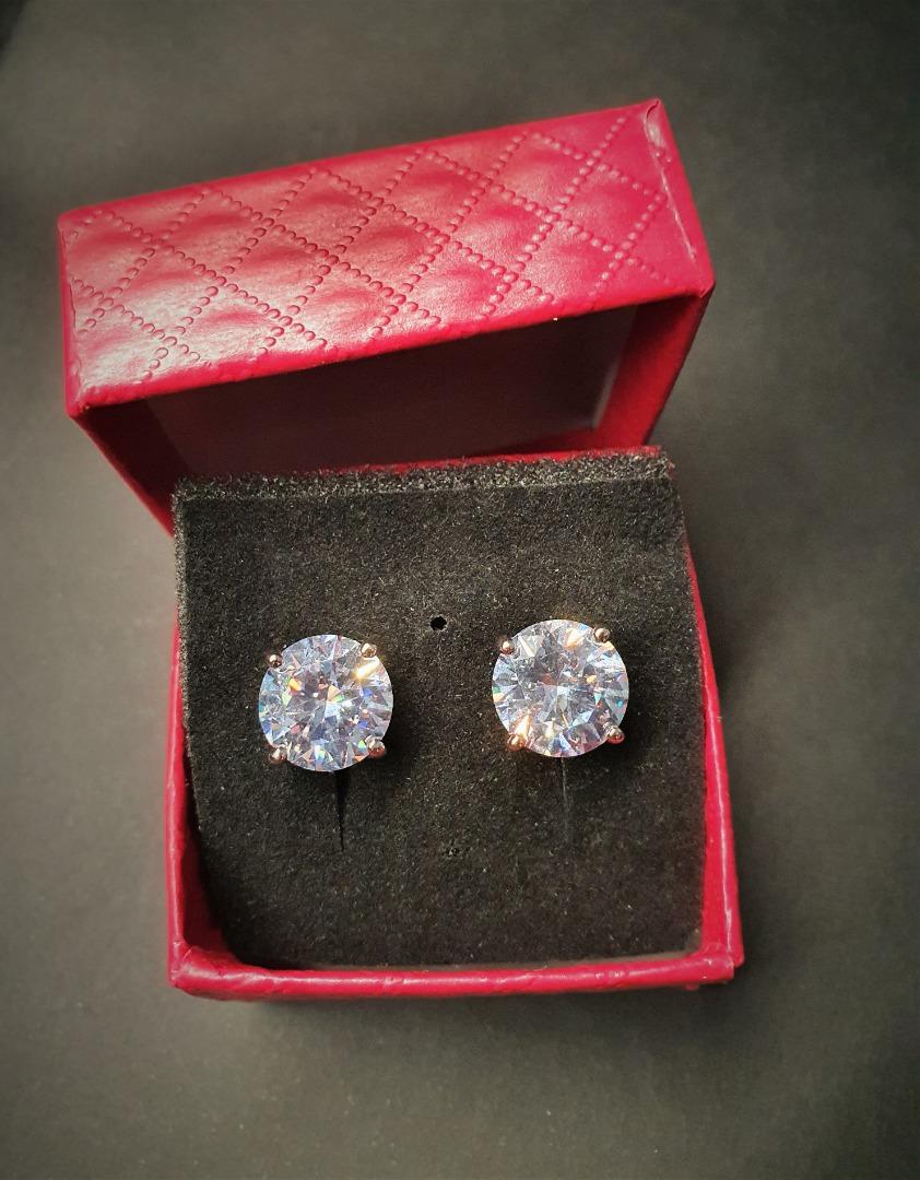 Clip on fake diamond studs earrings Women s Fashion Jewelry