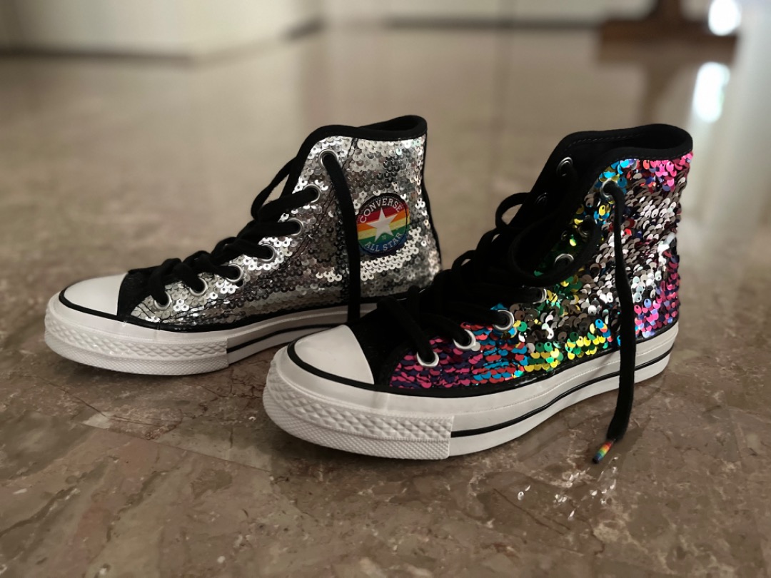 Rainbow sparkle hotsell converse