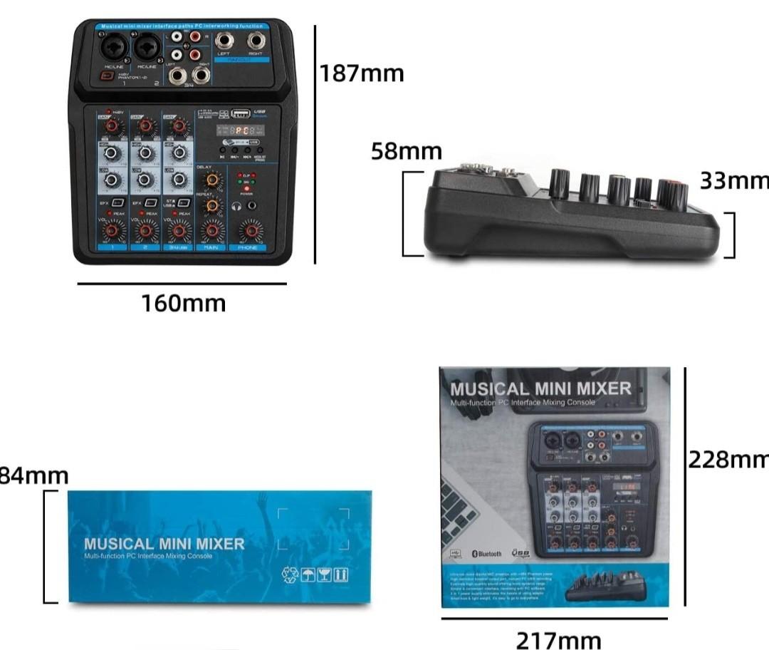 Depusheng U4 Audio Mixer 4-Channel USB Audio Interface Mixer, DJ Sound ...