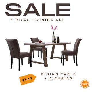 DINING SET- 7 Piece- Dining Table and Chairs Set SALE on Dining Room Furniture!