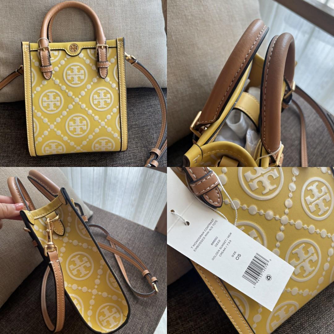 T monogram embossed mini tote clearance