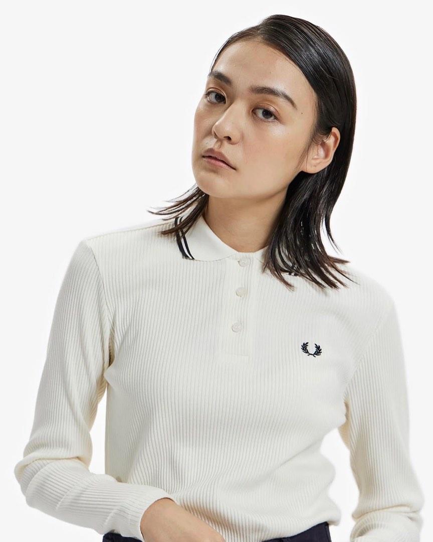 FRED PERRY 2022 秋冬新品女裝LONG SLEEVE RIBBED POLO SHIRT (G4135