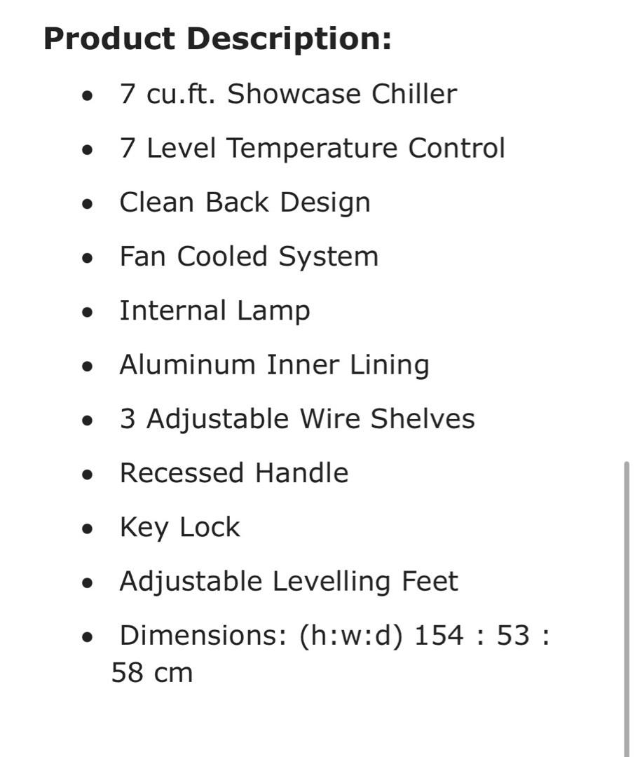 Fujidenzo 7 cuft showcase chiller, TV & Home Appliances, Kitchen