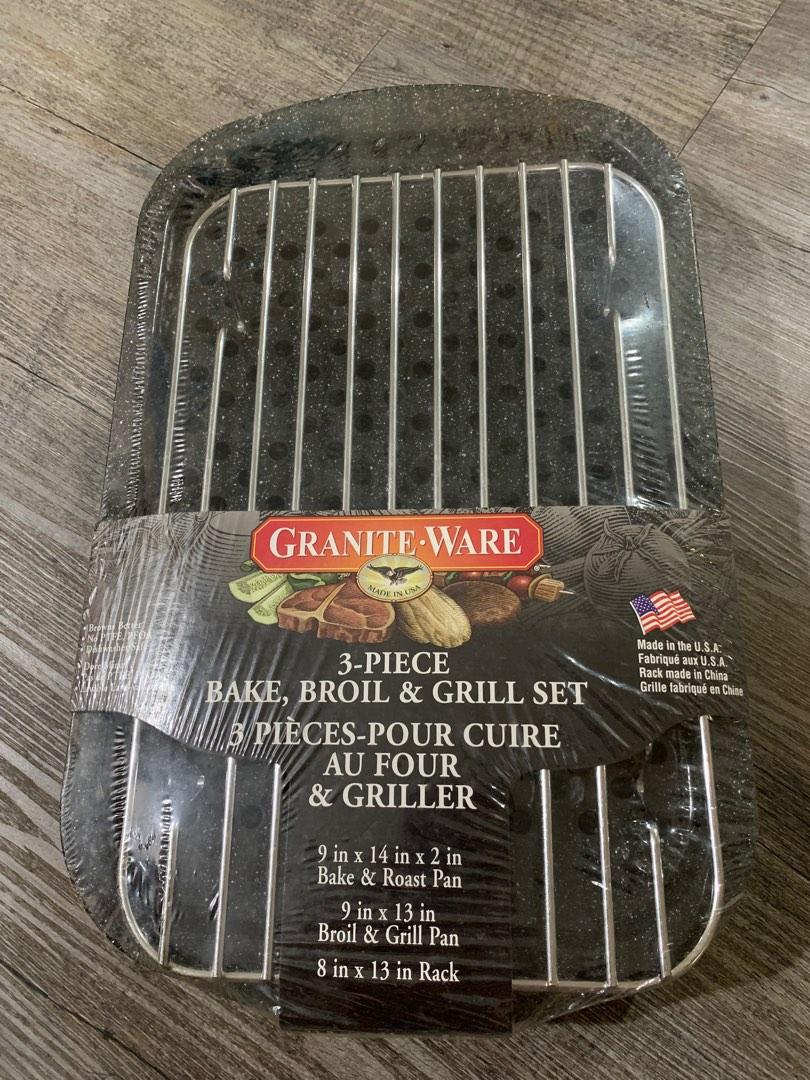 and Grill Pan Broil Granite Ware Bake 3-Piece Set 