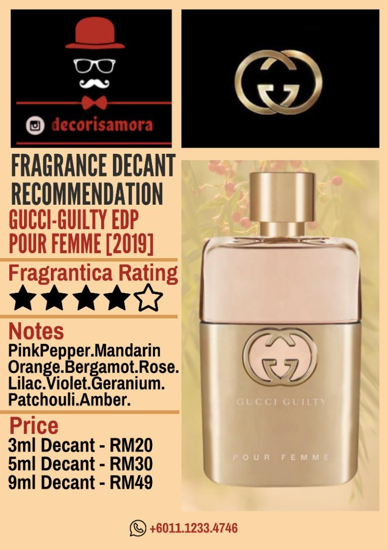 Gucci Guilty Pour Femme EDP - Perfume Decant, Beauty & Personal Care,  Fragrance & Deodorants on Carousell