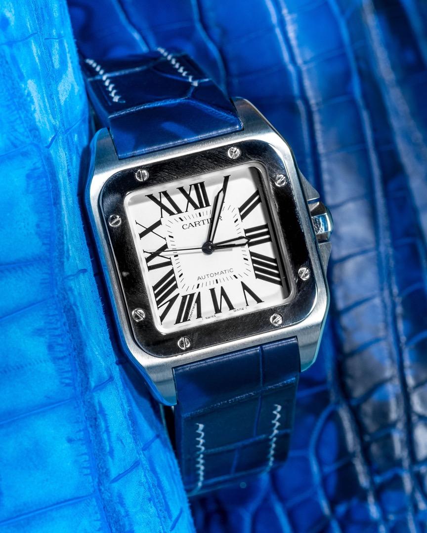 Cartier santos blue on sale strap