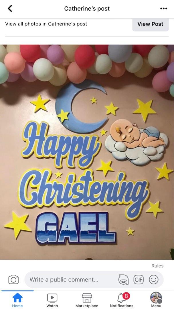 Happy Christening Banner/Backdrop Set(Free Name), Babies & Kids, Baby