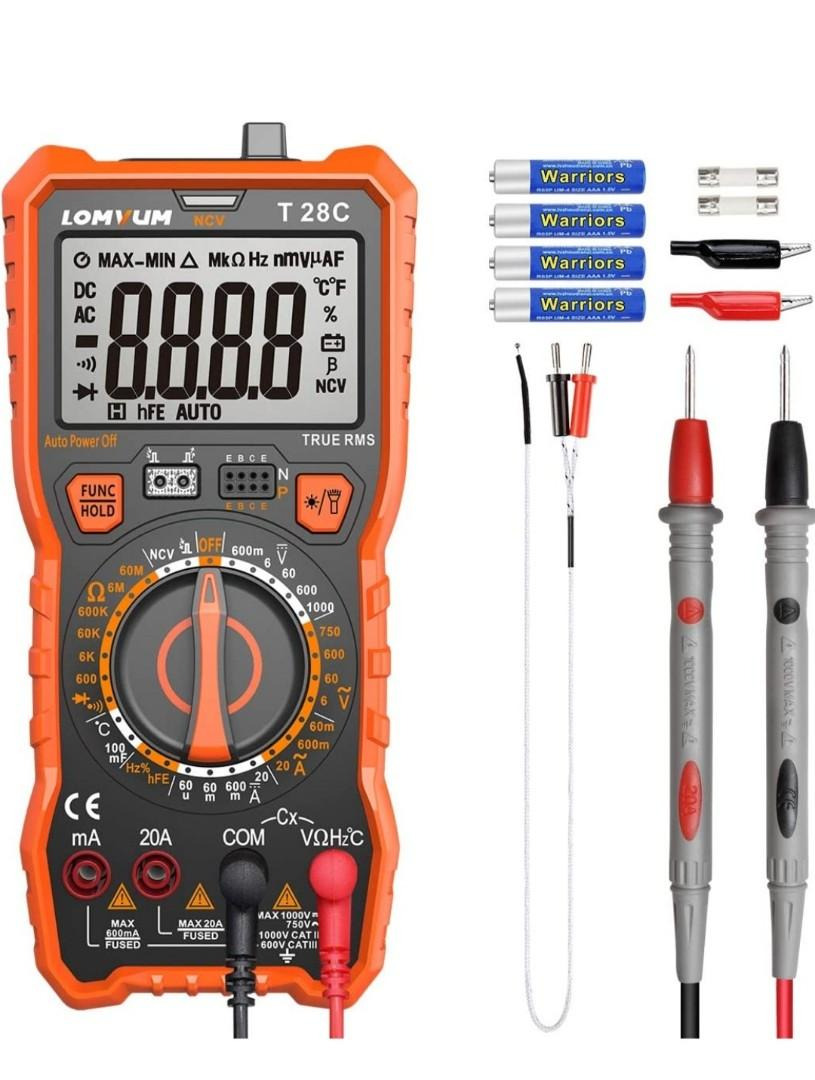 Tacklife DM02A Advanced Digital Multimeter Backlight LCD Display Auto-ranging Electronic Amp Volt Ohm Voltage Multimeter with Diode and Continuity Test Tester 