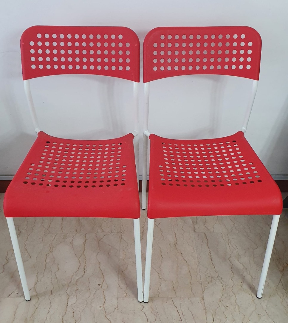 IKEA Stackable plastic chairs set of two, Furniture & Home Living