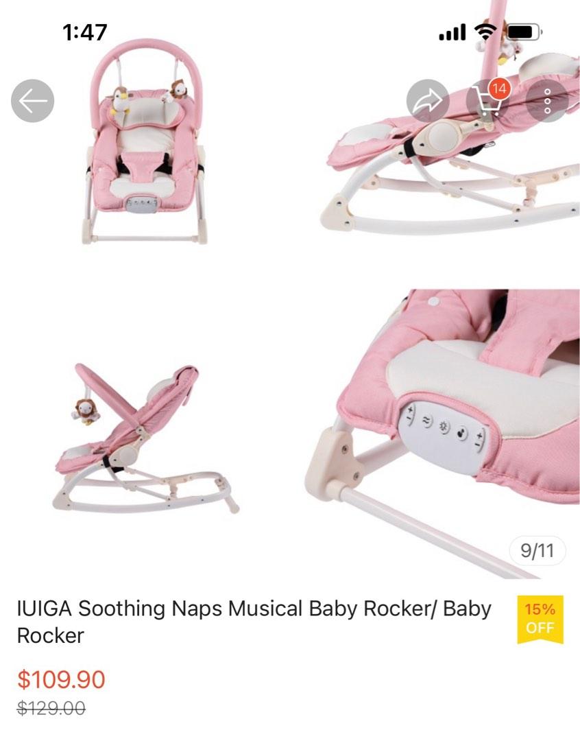 IUIGA Pink Baby rocking chair / baby bouncer with music and vibration