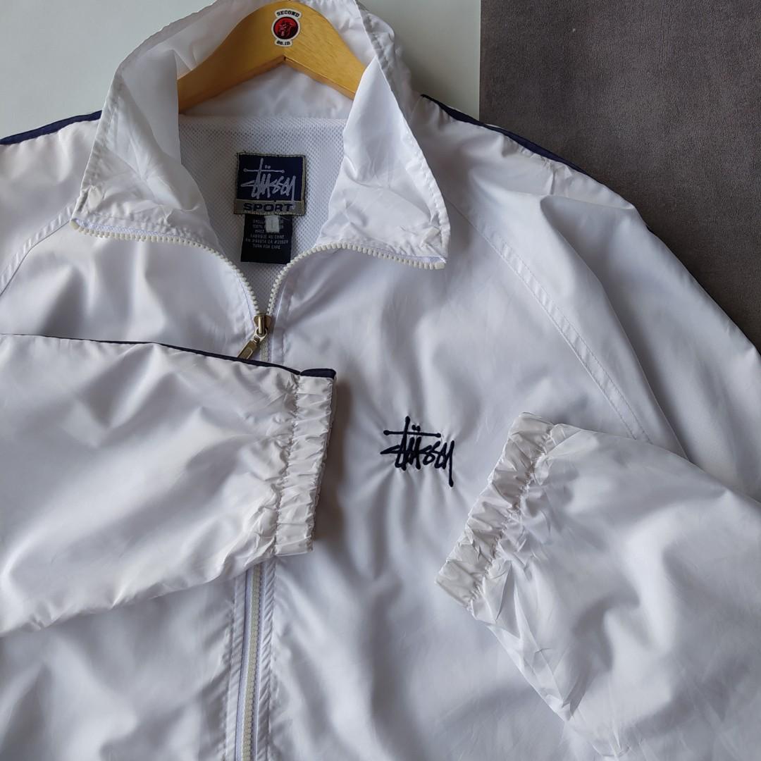 Jacket Nylon Paracute Stussy Sport Vintage embordiered 80 s White Fesyen Pria Pakaian Baju Luaran di Carousell
