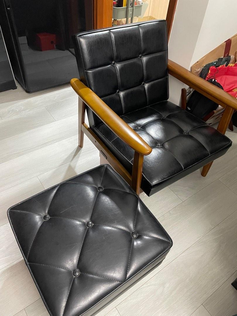 Karimoku 60 k chair with ottoman, 傢俬＆家居, 傢俬, 梳化- Carousell