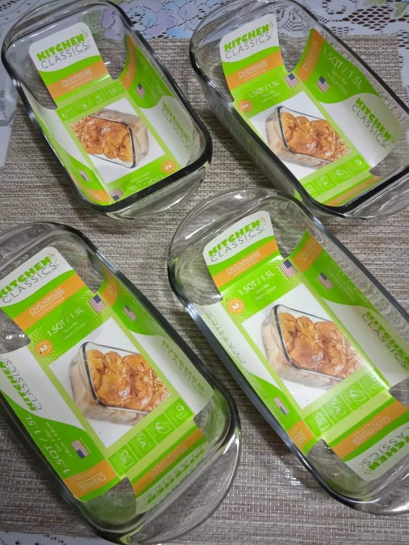 Kitchen Classics Ovenware (Category: Bakeware) located in Taytay. Submitted by janceb (Listing ID 1184453046, Image 3). Description: Kitchen Classics ovenware loaf pan Price : 200.00 per piece 800.00 (4pieces) size: 5x9in rfs: de-cluttering location:Taytay Rizal shipping fee to be shouldered by the buyer.