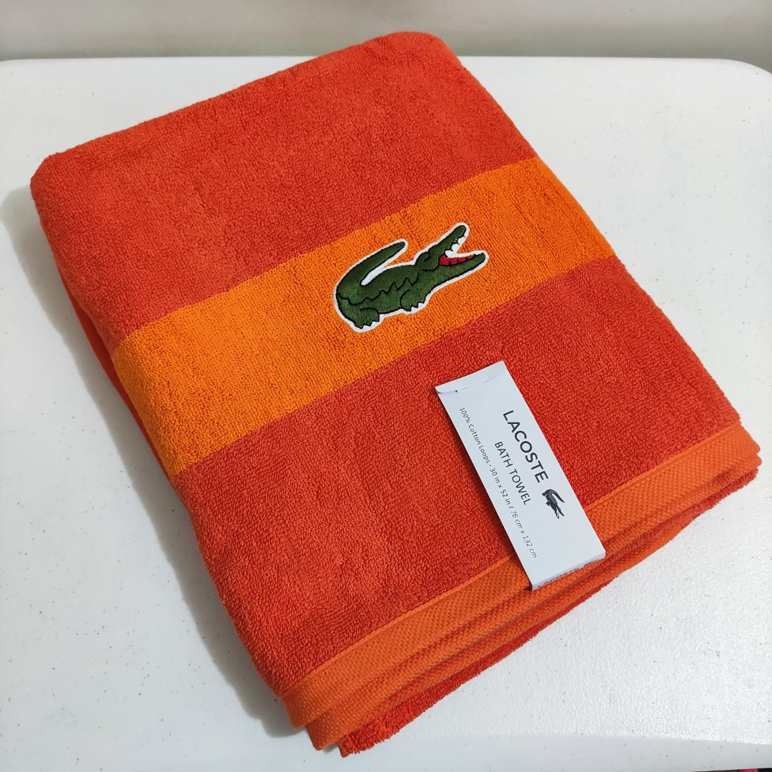 Lacoste Bath Towel in Orange Color Furniture Home Living