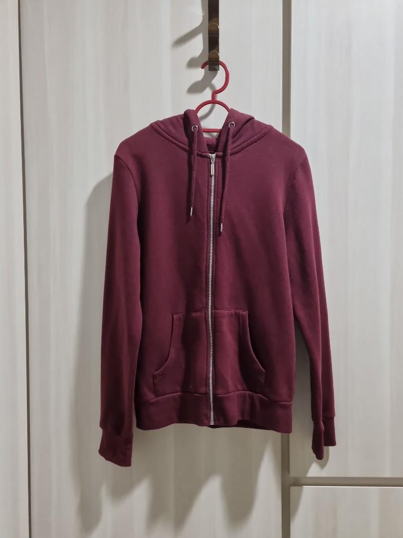 Maroon hoodie jacket hot sale