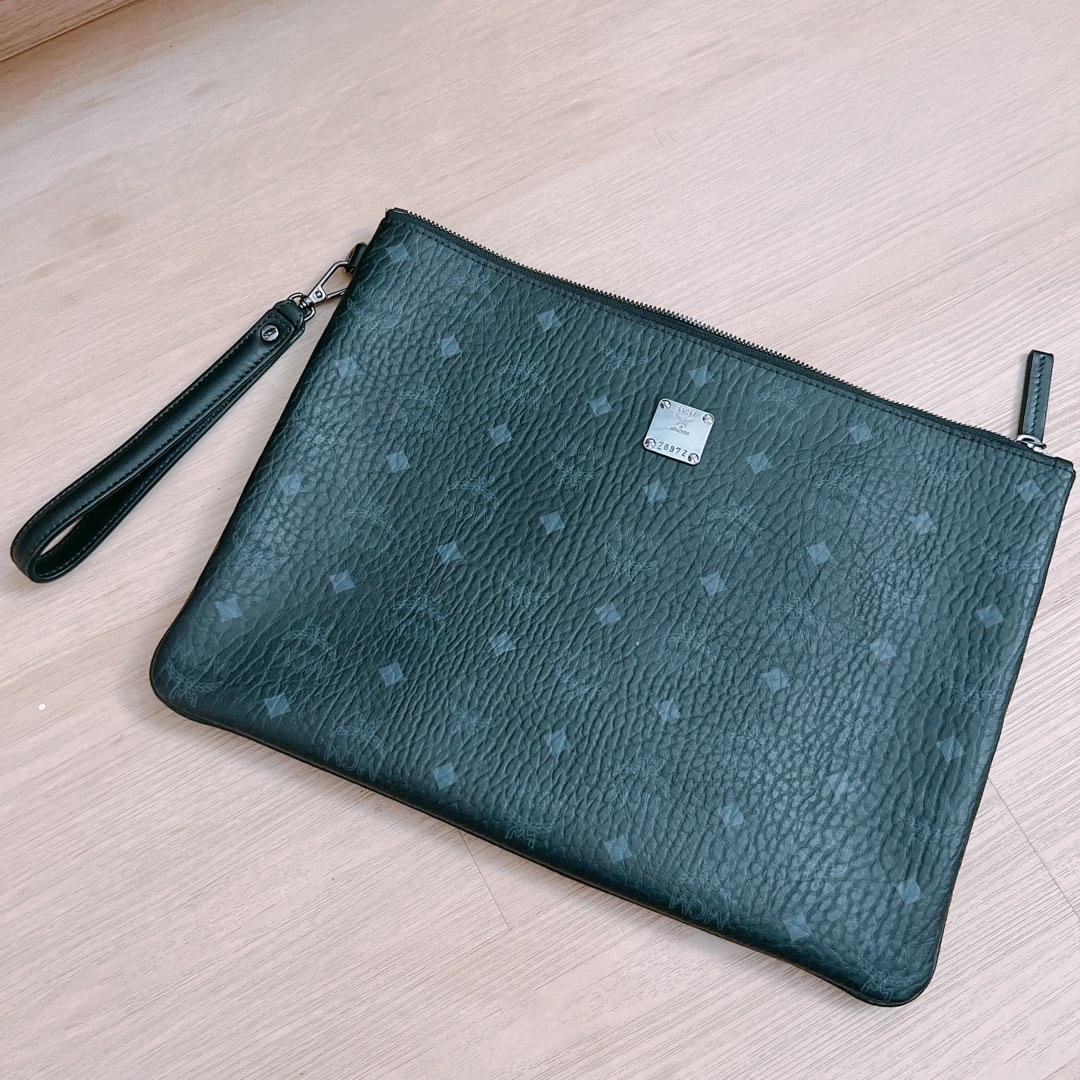 MCM Wristlet Zip Pouch in Visetos Original Men s Fashion Bags