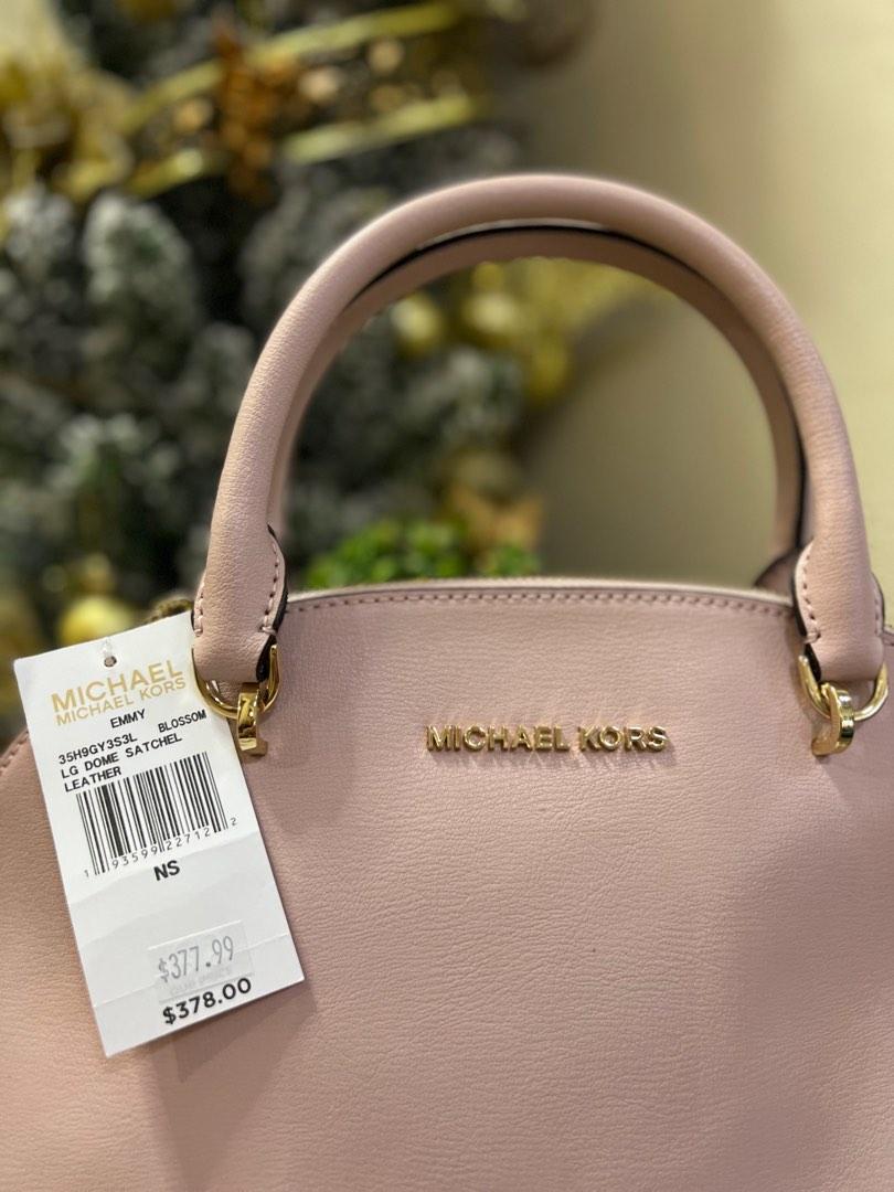 Michael Kors Emmy Large Dome Leather Satchel Shoulder Bag Blossom (Light  Pink)