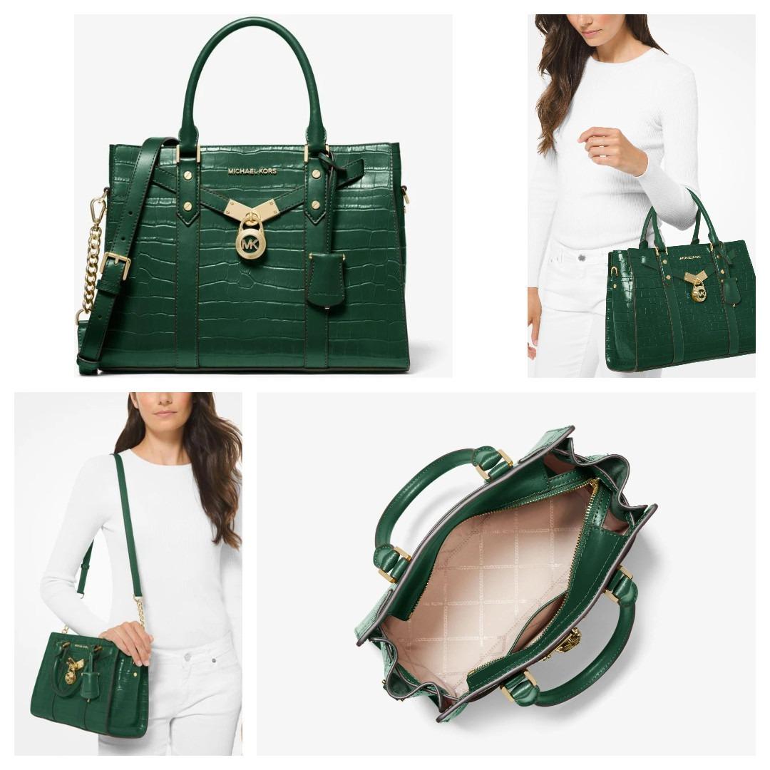 Michael kors nouveau hamilton large crocodile clearance embossed leather satchel