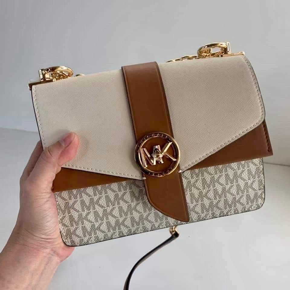 Michael Kors Greenwich Small Color-block Logo And Saffiano Leather