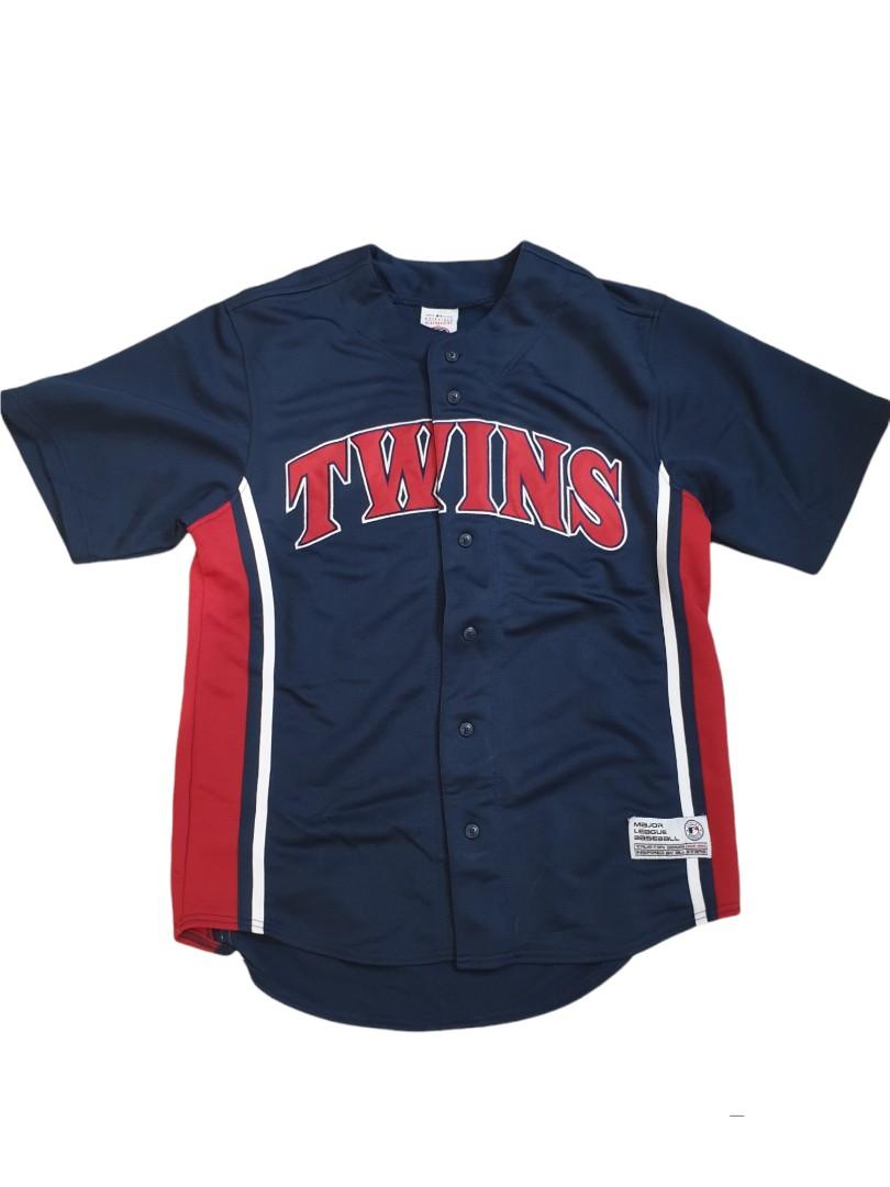 True Fan Gray & Blue Minnesota Twins Baseball Jersey Size M Medium