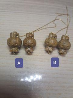 BN My Melody Sandalwood Carving 14K earrings crystal diy