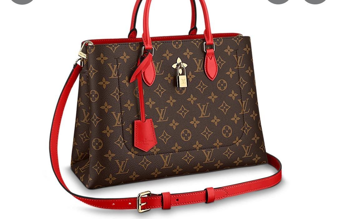 Louis Vuitton Red Leather And Brown Monogram Coated Canvas Flower Tote Gold  Hardware 2020 Available For Immediate Sale At Sothebys