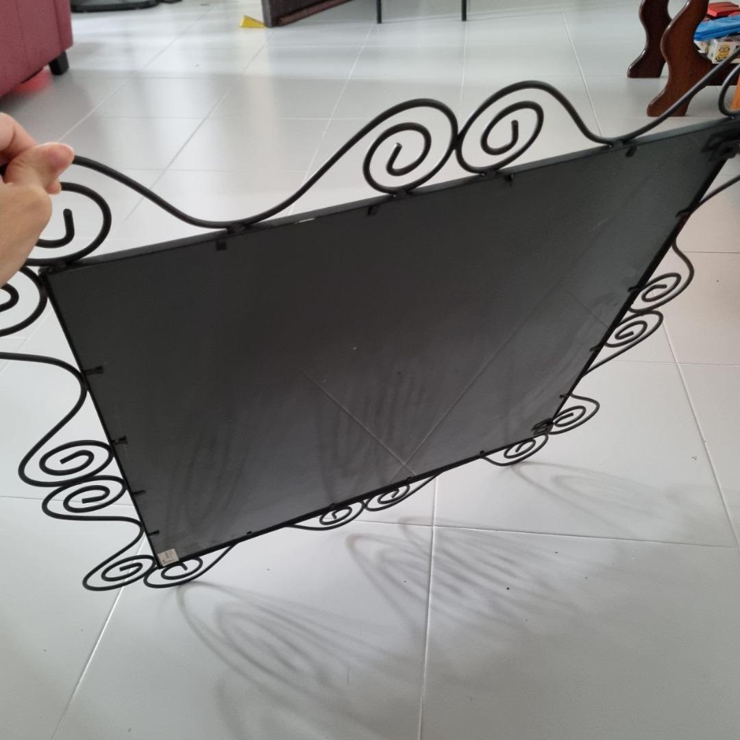 Noresund Mirror Ikea 18844 Vintage 1990s black metal swirl Wavy