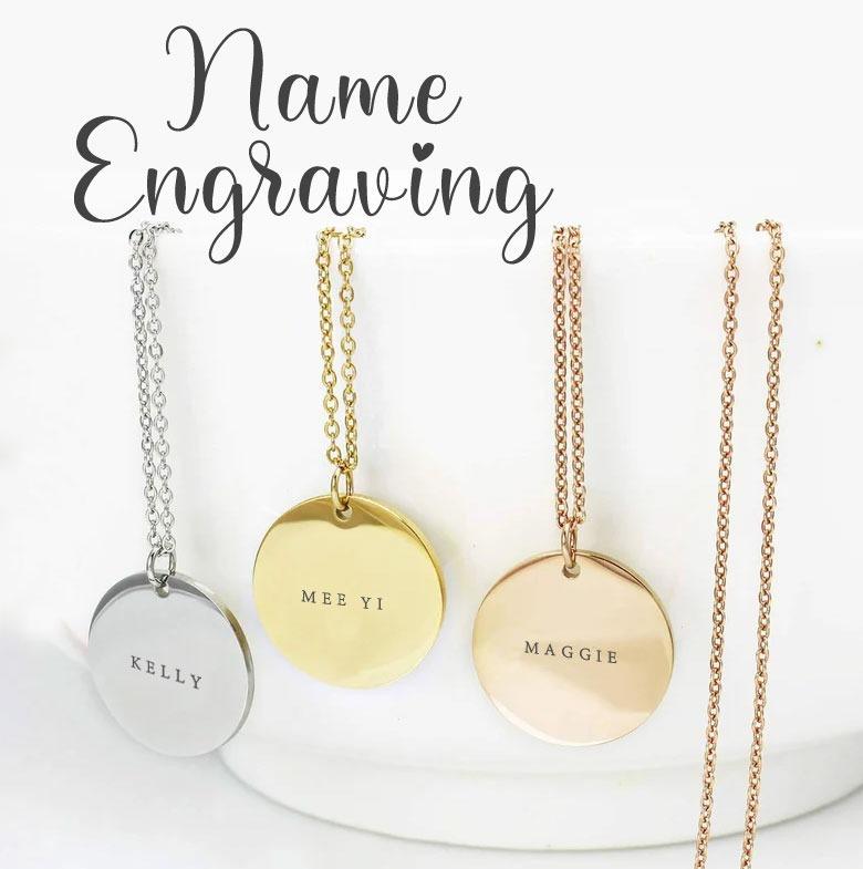 Personalised Engraved Name Necklace Stainless Steel Necklace Rose Gold Pendant Custom Name Jewelry for Women Mommy Birthday Gift