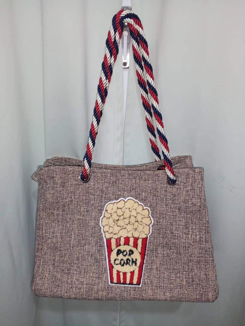Popcorn Print Pattern Leather Tote Bag
