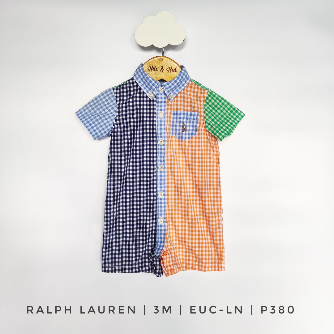 Ralph Lauren Baby Girls Peplum Romper in Pink